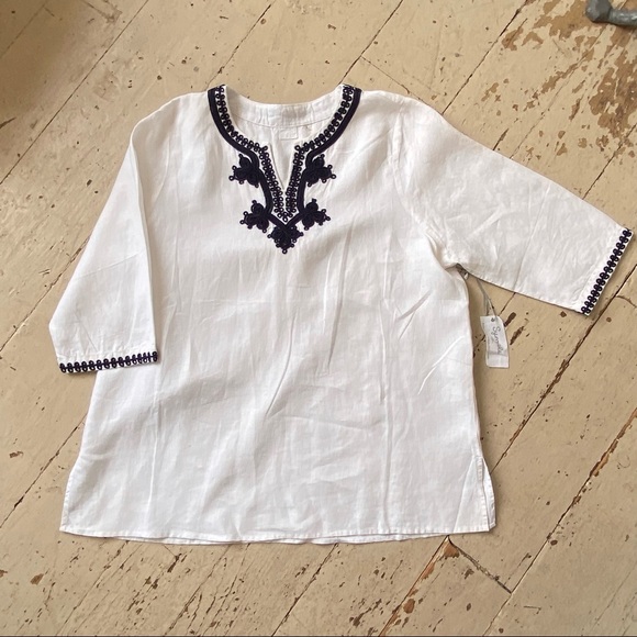 ❤️HP❤️ Simply NYC Linen Embroidered Soutache BoHo Tunic Top - Picture 15 of 15